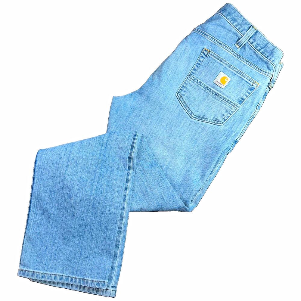 Carhartt Men’s Relaxed Fit Straight Leg Light Wash Blue Stretch Denim Jeans